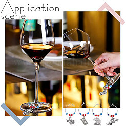 20 stücke 10 arten nationalflagge & dollar bills & adler & rose legierung baumeln wein glas charme mit glas perle&nbsp;AJEW-BC0003-15