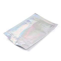 Bolsas rectangulares de plástico con cierre de cremallera y efecto holográfico brillante&nbsp;OPP-YWC0001-11X16