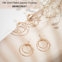 10 Stück Messing-Ohrstecker mit Doppelring für Damen&nbsp;KK-BC0010-49