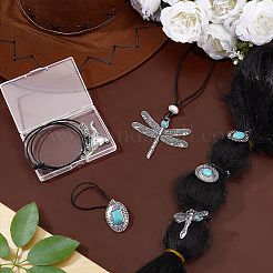 6 kit de collares y gomas para el pelo de turquesa sintética y aleación&nbsp;SJEW-PH00014