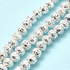 Brins de perles de pierre de lave naturelle galvanisées&nbsp;G-G984-08S