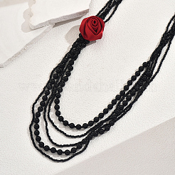 Elegante Halsketten mit mehrschichtigen roten Blumenanhängern aus Kunststoff für Damen&nbsp;QQ0042