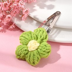 Handgefertigte Baumwoll-Strickornament-Eisen-Haarspangen mit Druckknöpfen für Mädchen&nbsp;PHAR-JH00090-01