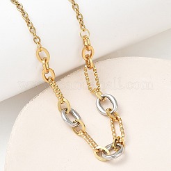 Collares de cadena de eslabones ovalados de acero inoxidable 304 de dos tonos para mujer&nbsp;NJEW-A074-05GP