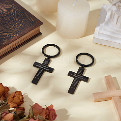 4 porte-clés pendentif croix en acier inoxydable&nbsp;KEYC-UN0001-28