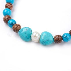 Braccialetti elasticizzati turchesi sintetici (tinti).&nbsp;BJEW-JB03747-01