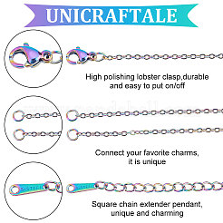10 Stück Regenbogenfarbe Ionenplattierung (IP) halbfertig 201 Edelstahl Kabelkettenverbinder Armbandherstellung&nbsp;STAS-UN0038-85