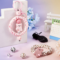 DIY Ring & Bär Schlüsselanhänger-Set aus Silikonperlen&nbsp;DIY-TA0009-16