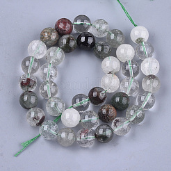 Natürliche grüne Lodolith Quarz / Garten Quarz Perlen Stränge&nbsp;G-S333-4mm-036