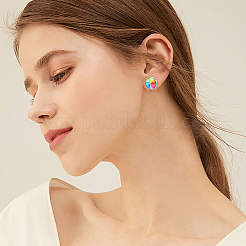 50 pièce de boucles d'oreilles rondes et plates en acier inoxydable 304&nbsp;STAS-BBC0010-39B