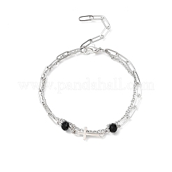 Bracelets multicouches en acier inoxydable 304 avec câble et chaîne trombone&nbsp;BJEW-JB12331-01