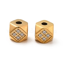 Perles en oxyde de zirconium transparent micro-pavé en acier inoxydable 304 avec placage ionique (IP)&nbsp;STAS-G295-20G