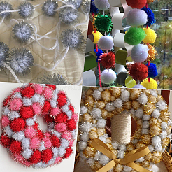 32 pompón de lentejuelas suaves de piel sintética&nbsp;DIY-SC0033-96D