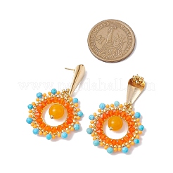 Boucles d'oreilles à tige bohème en pierres naturelles mélangées&nbsp;EJEW-MZ00281