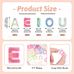 40 pz 5 colori perline europee in acrilico trasparente con placcatura UV&nbsp;OACR-TA0005-05