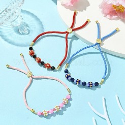 3 Stück 3 Stile 6mm rund gefärbter natürlicher Lapislazuli & gelber Jade & schwarzer Onyx Perlenschieber-Armband-Sets&nbsp;BJEW-MZ00062