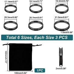 18 Stück 6 Stil 304 Edelstahl geriffelte Fingerring-Einstellungen&nbsp;STAS-UN0040-58