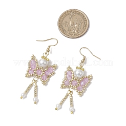 Pendientes colgantes de mariposa con cuentas de vidrio bicónico facetadas y copos de nieve&nbsp;EJEW-MZ00429