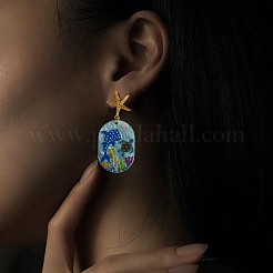 4 paio di 4 stili di resina epossidica (con fiori secchi all'interno) e acetato di cellulosa (resina) set di orecchini pendenti&nbsp;EJEW-SZ0001-33