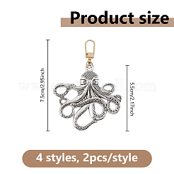 8 pendentif pieuvre en alliage de style tibétain&nbsp;HJEW-DC00102