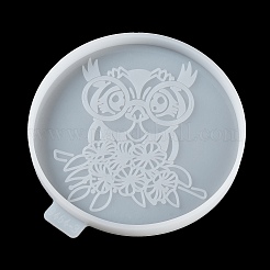 Stampi in silicone piatti rotondi con gufo e fiore fai da te&nbsp;SIL-F007-06B
