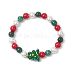 3 stücke 3 arten weihnachten serie natürliche fuchsite & mashan jade perlen stretch-armbänder&nbsp;BJEW-TA00663