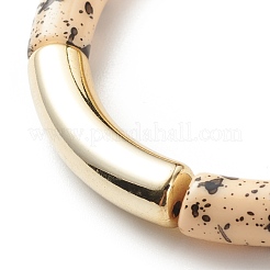 Braccialetto elastico con perline in tubo curvo acrilico&nbsp;BJEW-JB08444-05