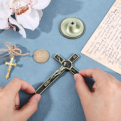 Religion Zinklegierung Kruzifix Kreuz Statue Display Dekorationen&nbsp;DJEW-WH0043-90