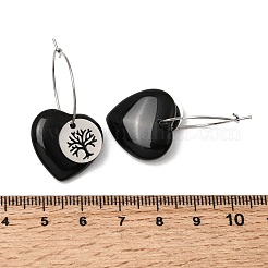 Ohrringe aus natürlichem Obsidian und Edelstahl 304 für Damen&nbsp;EJEW-G475-05P-05