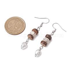 Orecchini pendenti in cocco naturale bodhi e lega&nbsp;EJEW-JE06173-02