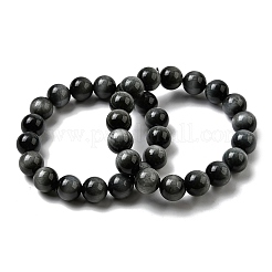 Pulseras elásticas de cuentas redondas de piedra ojo de águila natural de grado AA para mujer&nbsp;BJEW-L712-B01-12mm