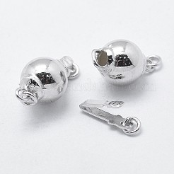 Anlaufgeschützte rhodinierte 925 Sterling Silber Kastenverschlüsse&nbsp;STER-F037-017P-8mm