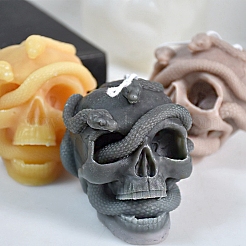 DIY Halloween Totenkopf & Schlange Kerze Lebensmittelqualität Silikon Statue Formen&nbsp;SNAK-PW0001-11