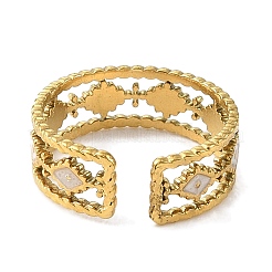 Anelli polsino aperto in acciaio inossidabile smaltato 304 a forma di rombo per donna&nbsp;RJEW-F166-26G-02