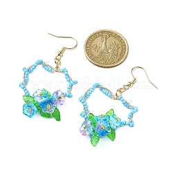 Ohrhänger aus 304 Edelstahl mit Blumen und Glasperlen&nbsp;EJEW-MZ00335-01