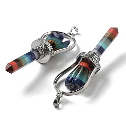 Pendentifs pointus de grandes pierres naturelles mixtes chakra&nbsp;KK-H491-01P-01