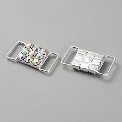 Connecteurs/boucle de bikini en strass cristal en laiton avec boutons. pour la décoration de bikini pour vêtements de natation&nbsp;FIND-WH0161-67C