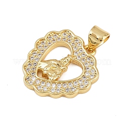 Pendentifs avec zircon cubiques à micro-pavés en laiton&nbsp;KK-P323-11A-G01
