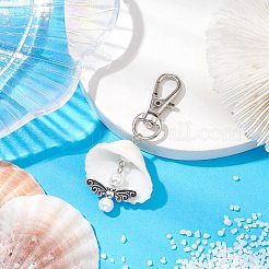 Décorations de pendentif en alliage d'ange et coquillage naturel&nbsp;HJEW-JM02016-04