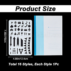 16 Stück Buchstaben-geometrische Kunststoff-Zeichnungs-Malschablonen&nbsp;DIY-WH0320-25