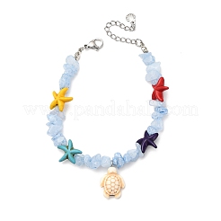 5 set di braccialetti con ciondoli a forma di tartaruga turchese sintetica e naturale&nbsp;BJEW-JB12405