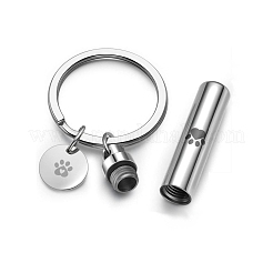 Porte-clés pendentif en acier inoxydable pour cendres d'animaux de compagnie&nbsp;ANIM-PW0001-024