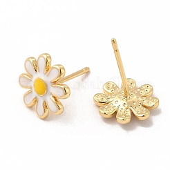 Gänseblümchen-Ohrstecker aus Emaille&nbsp;EJEW-G341-04G
