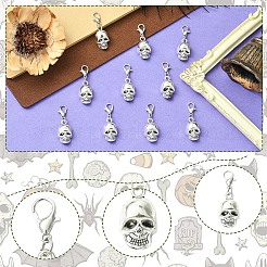 10 pendentif décoratif en forme de crâne en alliage&nbsp;HJEW-YW00204