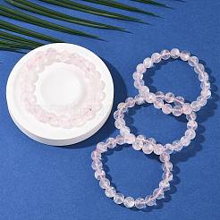 Bracelets extensibles en perles rondes de quartz rose naturel pour femmes&nbsp;BJEW-Q056-01A