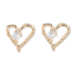 Aretes de corazón con circonitas cúbicas transparentes&nbsp;EJEW-N012-51LG-B