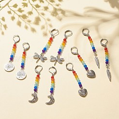 Jade de malaisie naturel avec breloque en alliage longues boucles d'oreilles à levier&nbsp;EJEW-JE04909
