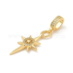 Messing Micro Pave klare Zirkonia Sonne europäischen Anhänger&nbsp;KK-U044-05G
