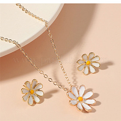 Set di collane con ciondolo in lega smaltata a margherita e orecchini pendenti per donna&nbsp;FS-WG3EF09-01
