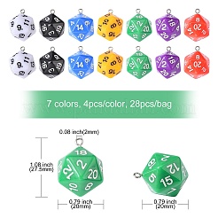28 Stück 7 Farben undurchsichtige Acrylanhänger&nbsp;MACR-CJ0001-36